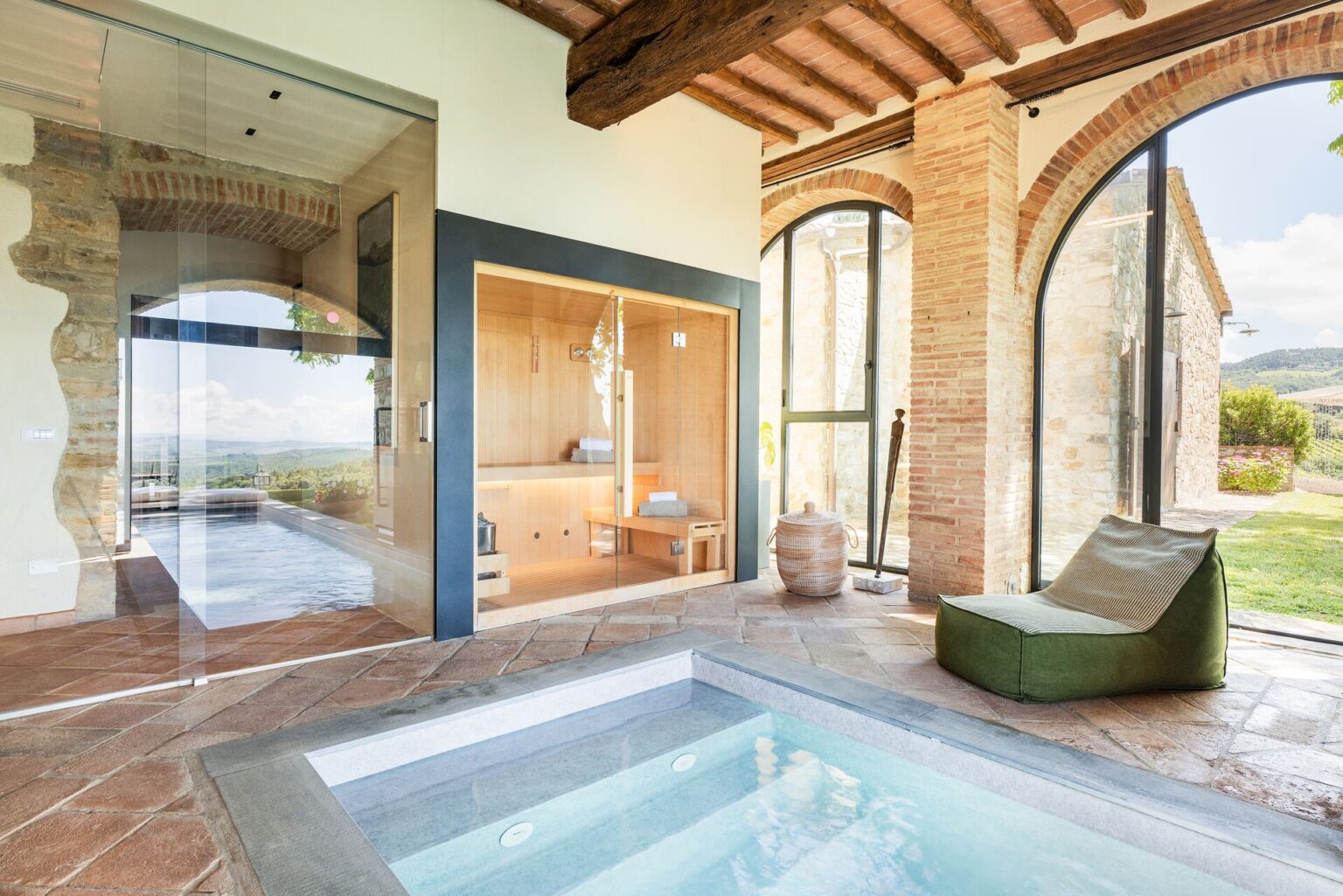 Indoor heated pool at Il Cellese, private villa in Tuscany